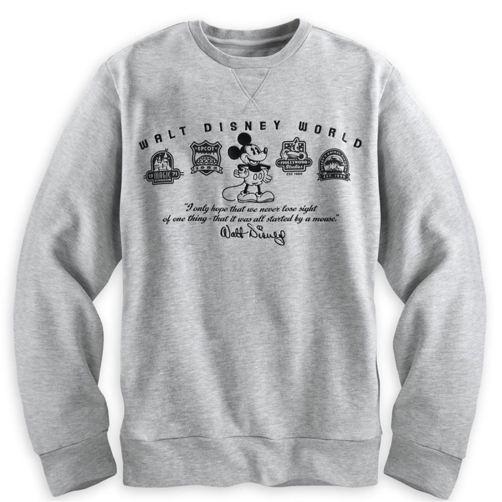 Vintage Disney World 4 Parks Sweatshirt Grey with Pockets
